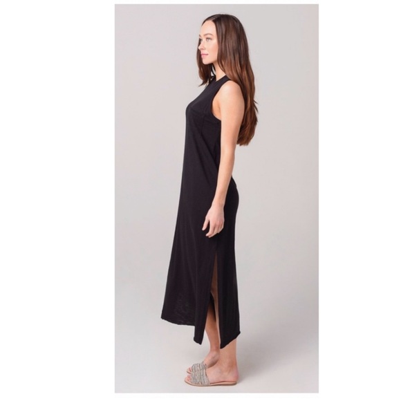 ATM Pocket Tank Maxi Dress in Black. - Picture 2 of 9